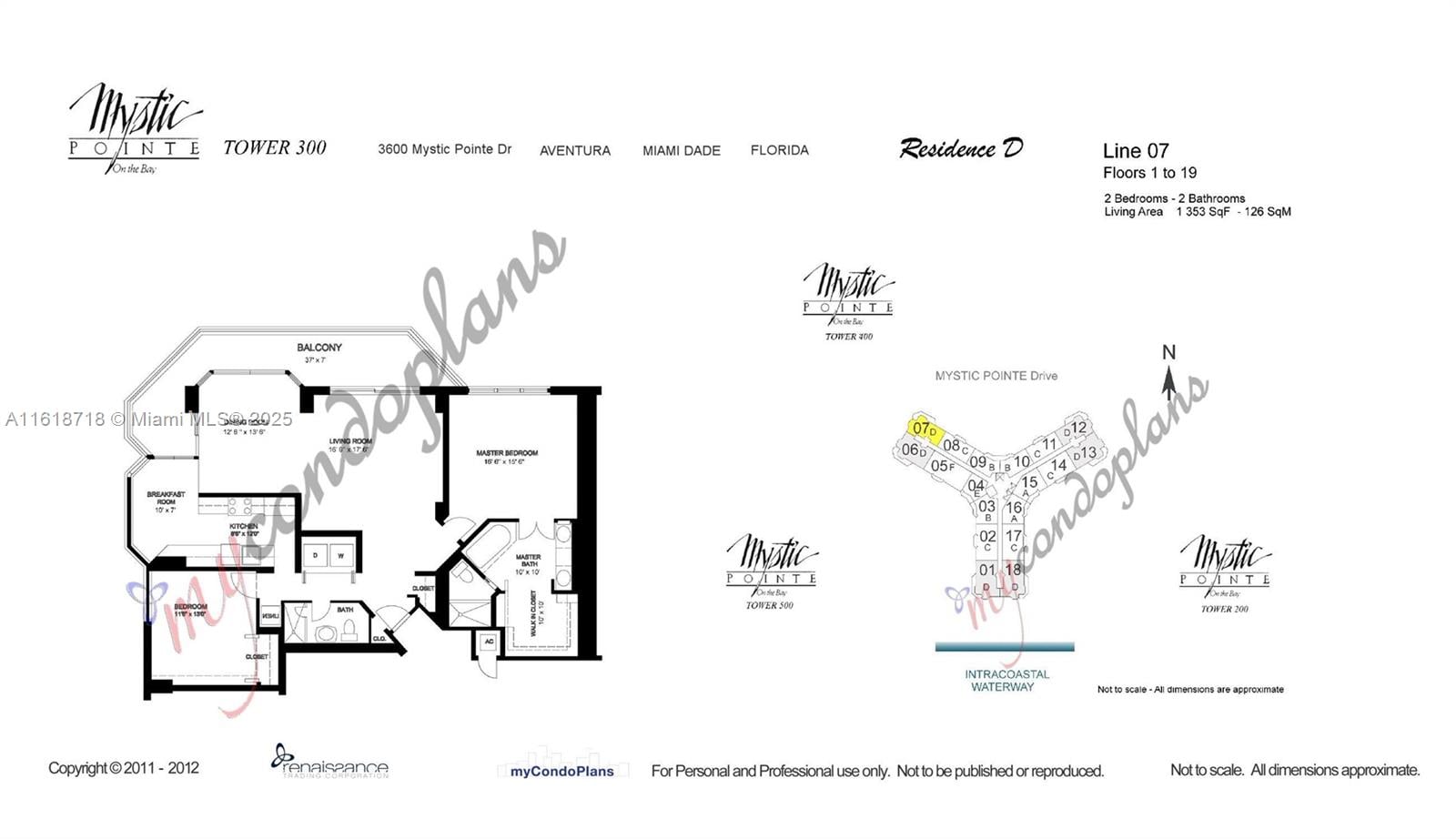 C 3600 Mystic Pointe Dr # 1607, Aventura FL 33180 — #A11618718